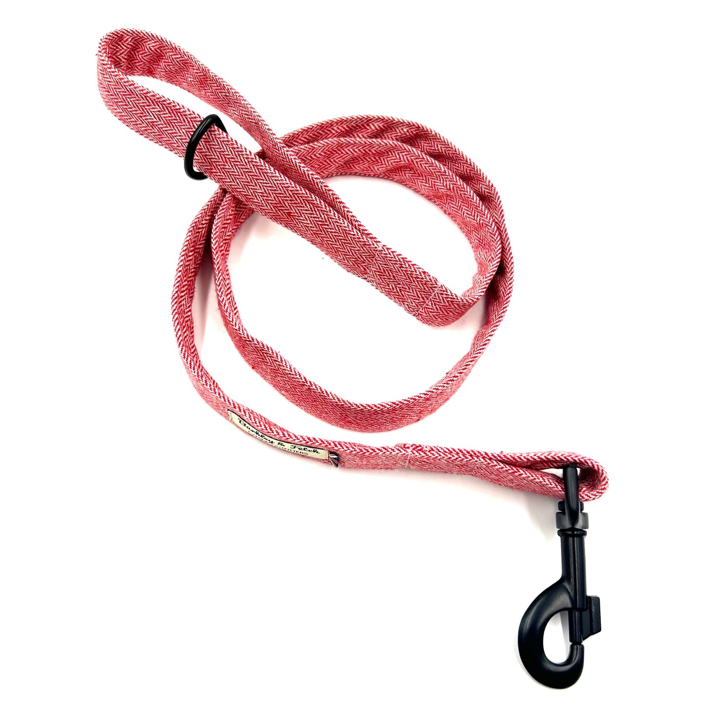 Red Herringbone Dog Lead