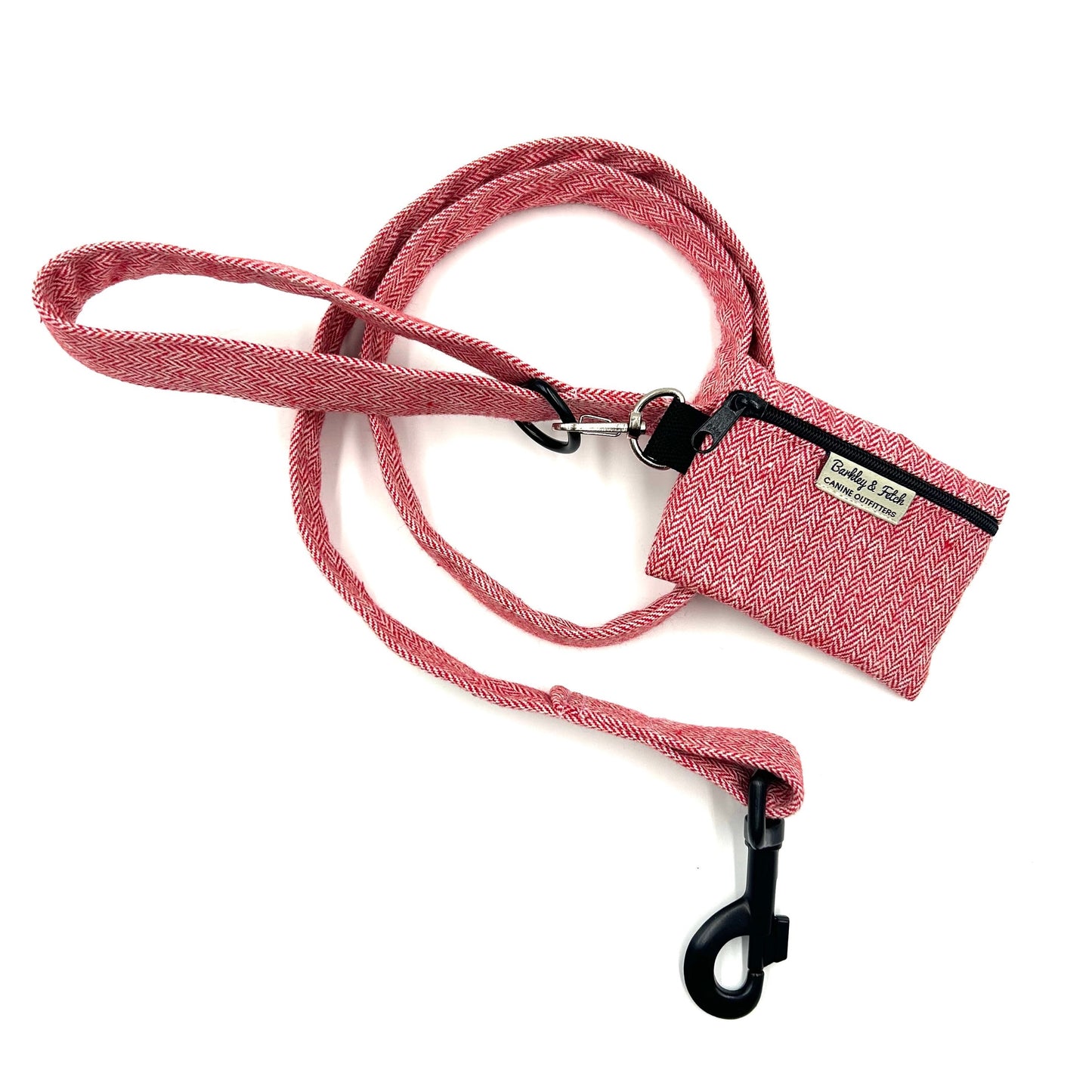 Red Herringbone Dog Lead