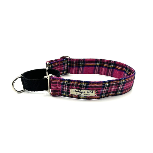 Bright Pink Tartan Martingale Collar