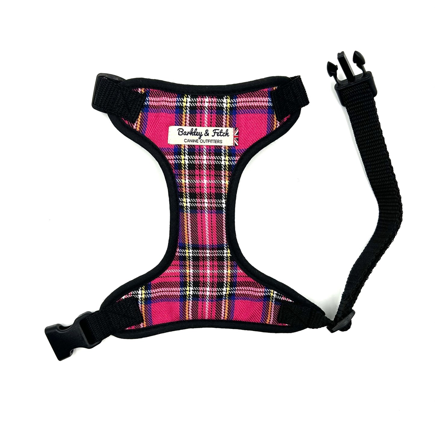 Bright Pink Tartan Fabric Harness