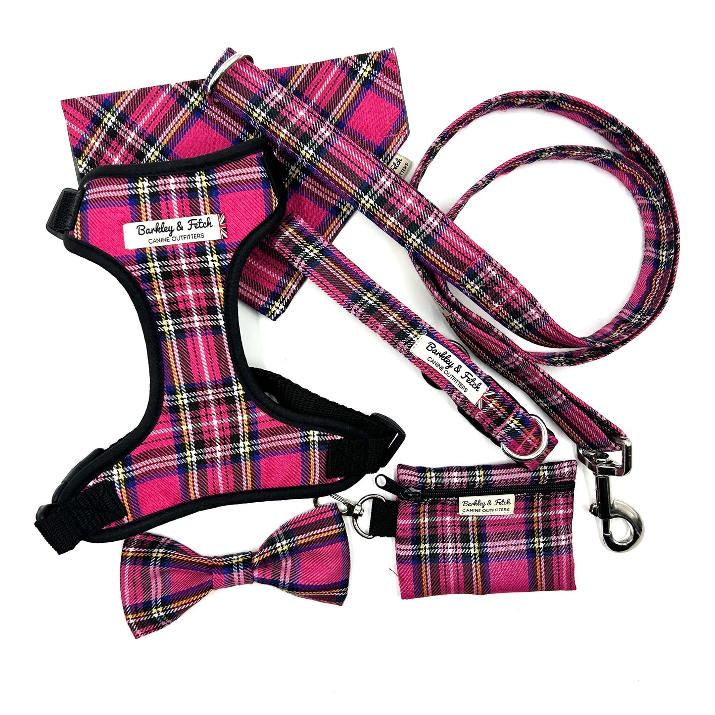 Bright Pink Tartan Dog Bandana