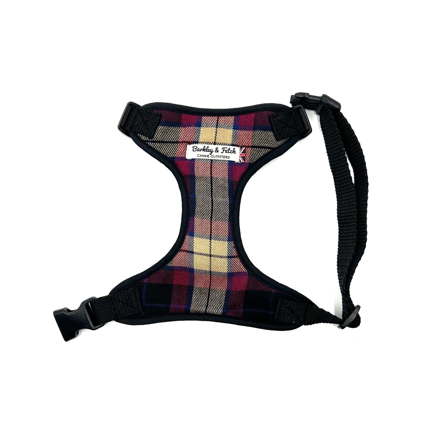 Wine Tartan Dog Harness