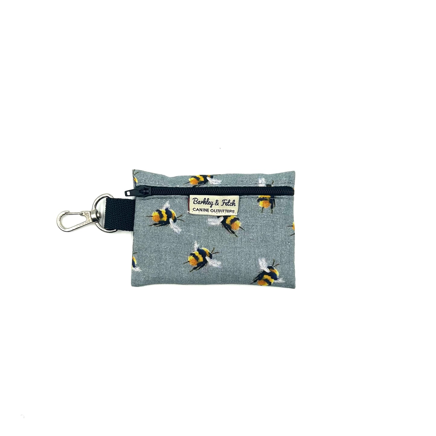 Bee Print Poo Bag Holder-Grey