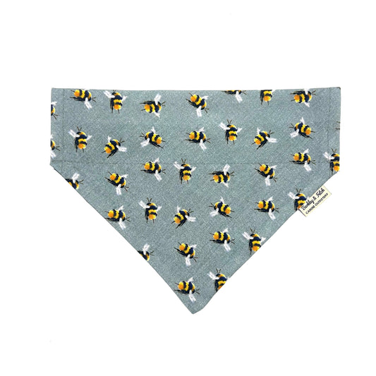 Bee Print Dog Bandana-Grey