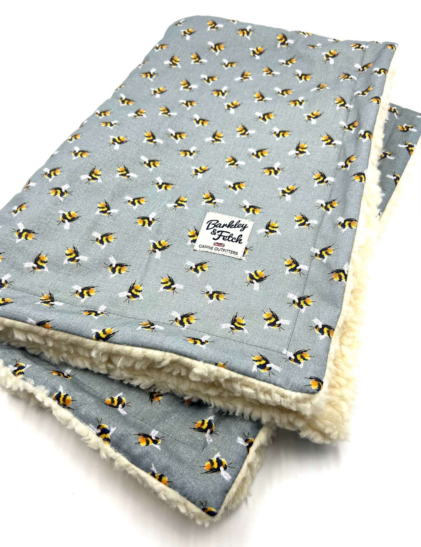 Bee Print Dog Blanket-Grey