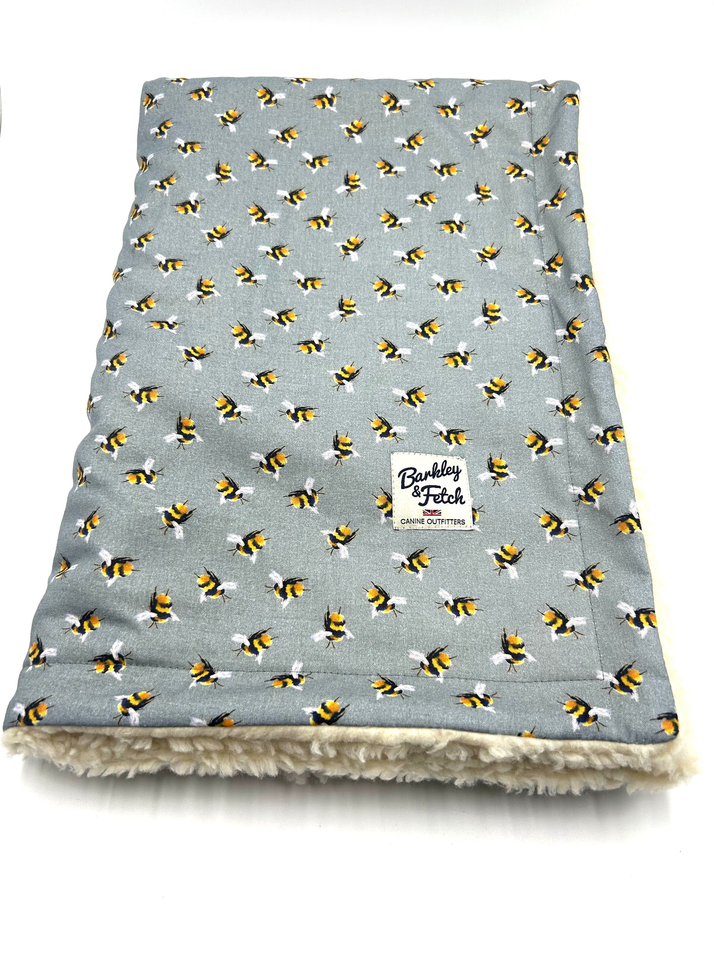 Bee Print Dog Blanket-Grey