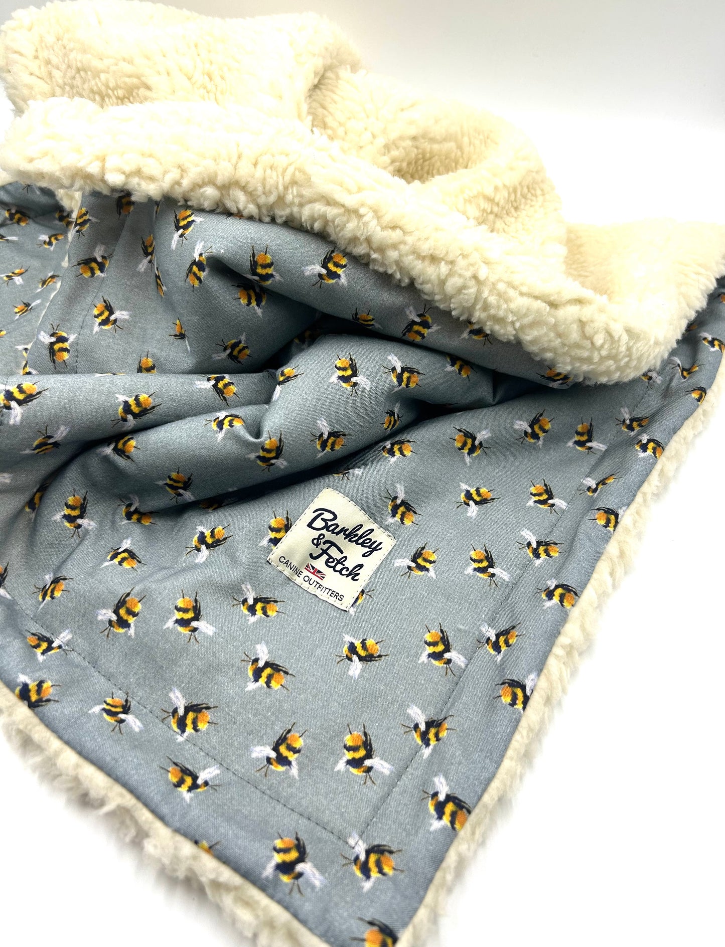 Bee Print Dog Blanket-Grey