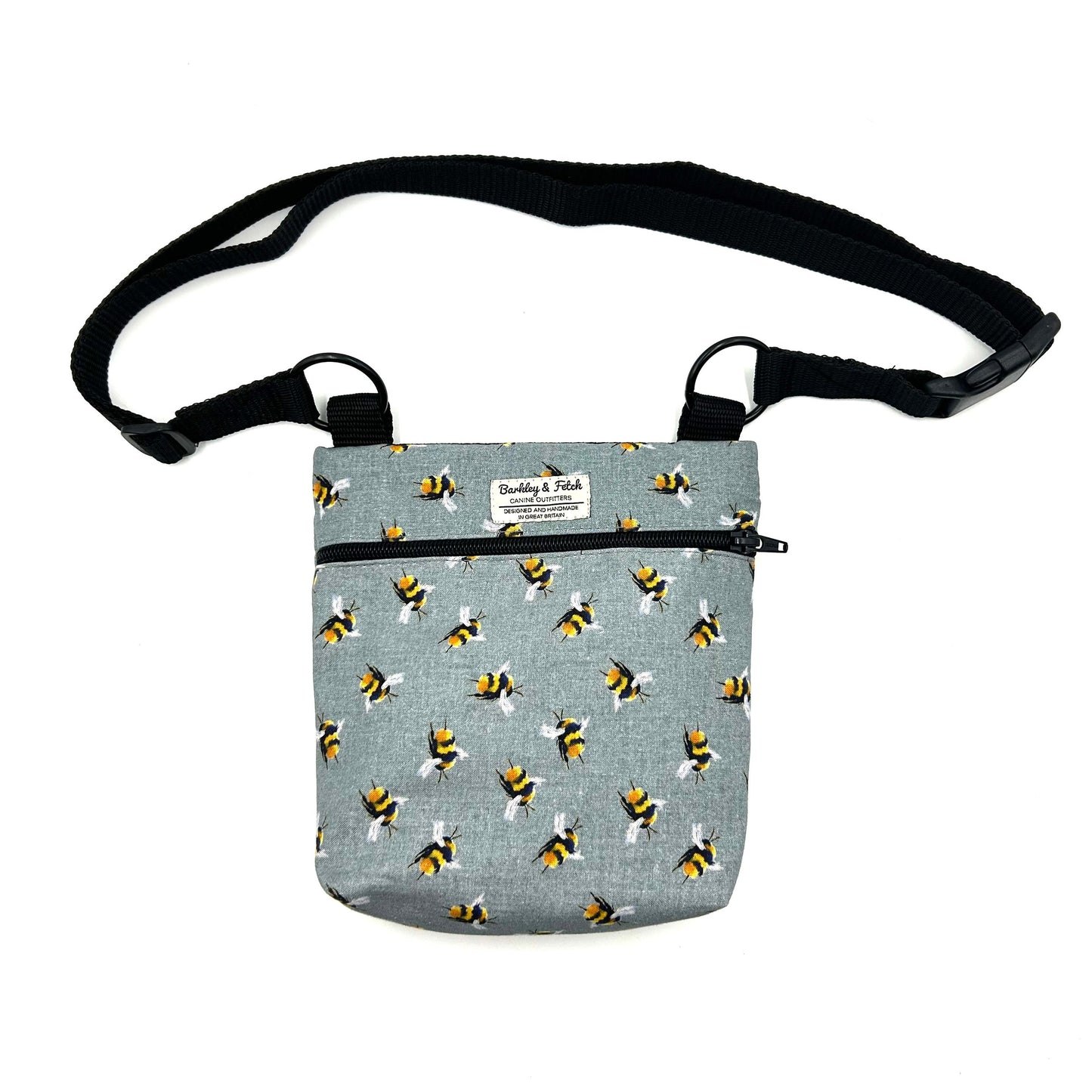 Bee Print Dog Walk and Treat Bag-Grey