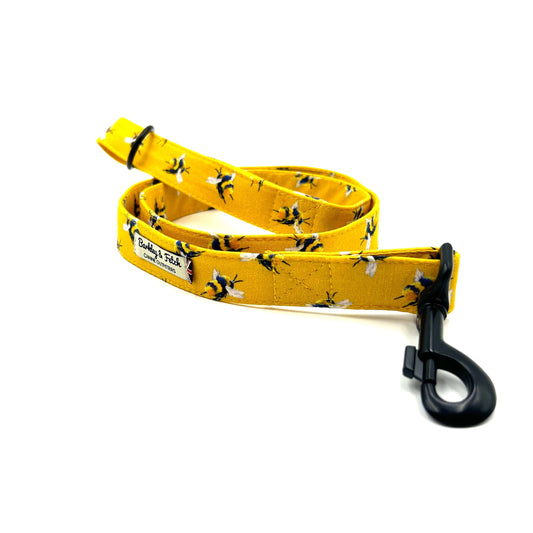 Bee Print Dog Lead-Yellow