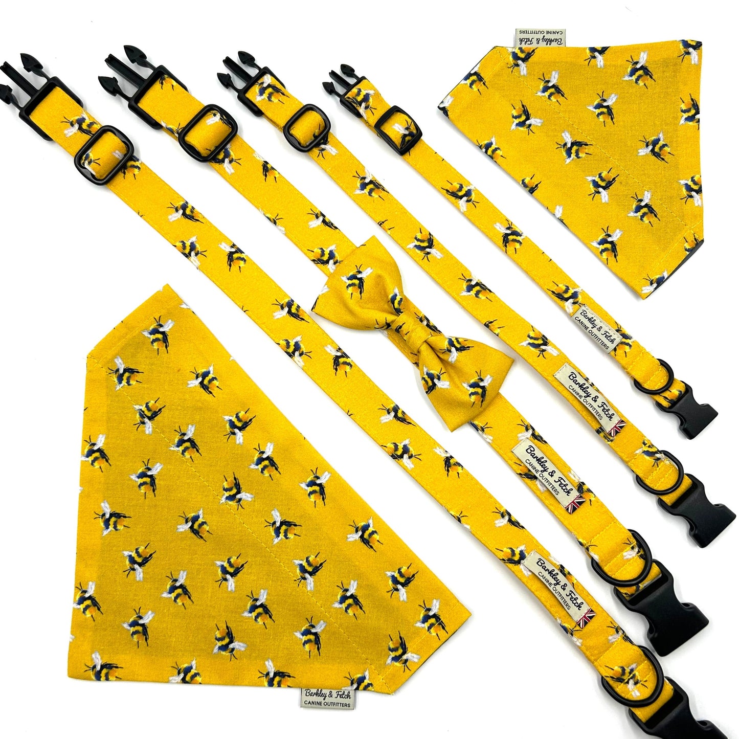 Bee Print Dog Bandana-Yellow