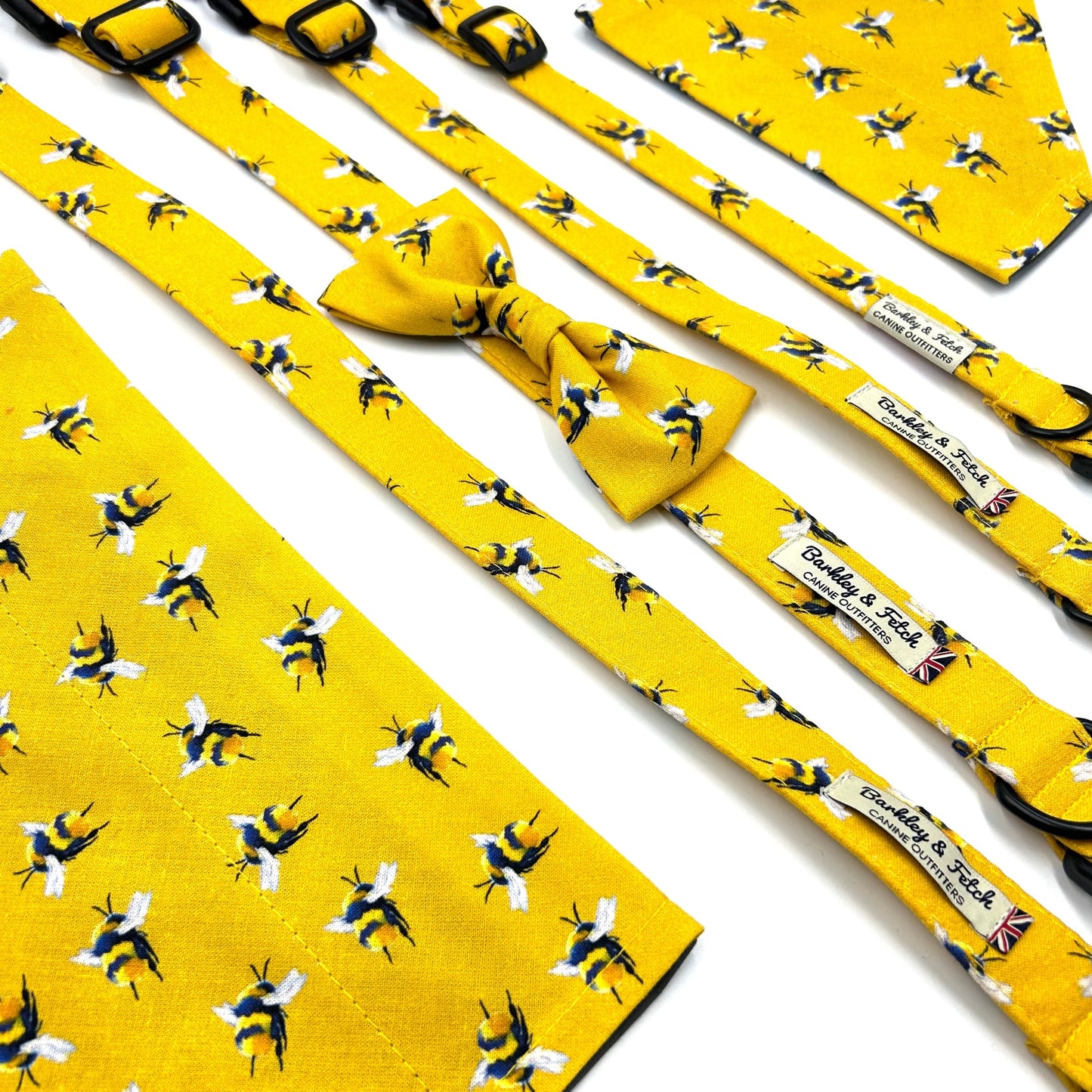 Bee Print Dog Bandana-Yellow