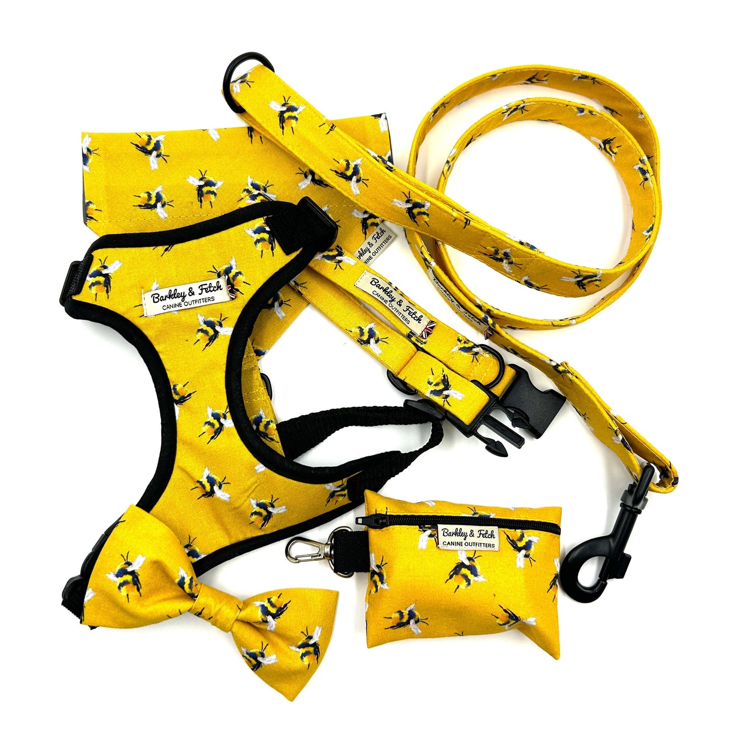 Bee Print Dog Bandana-Yellow