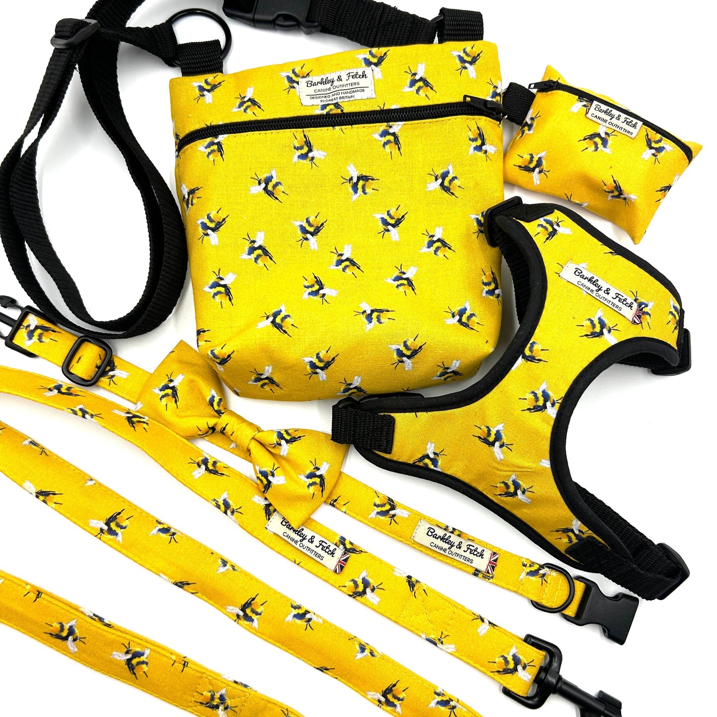 Bee Print Dog Collar-Yellow