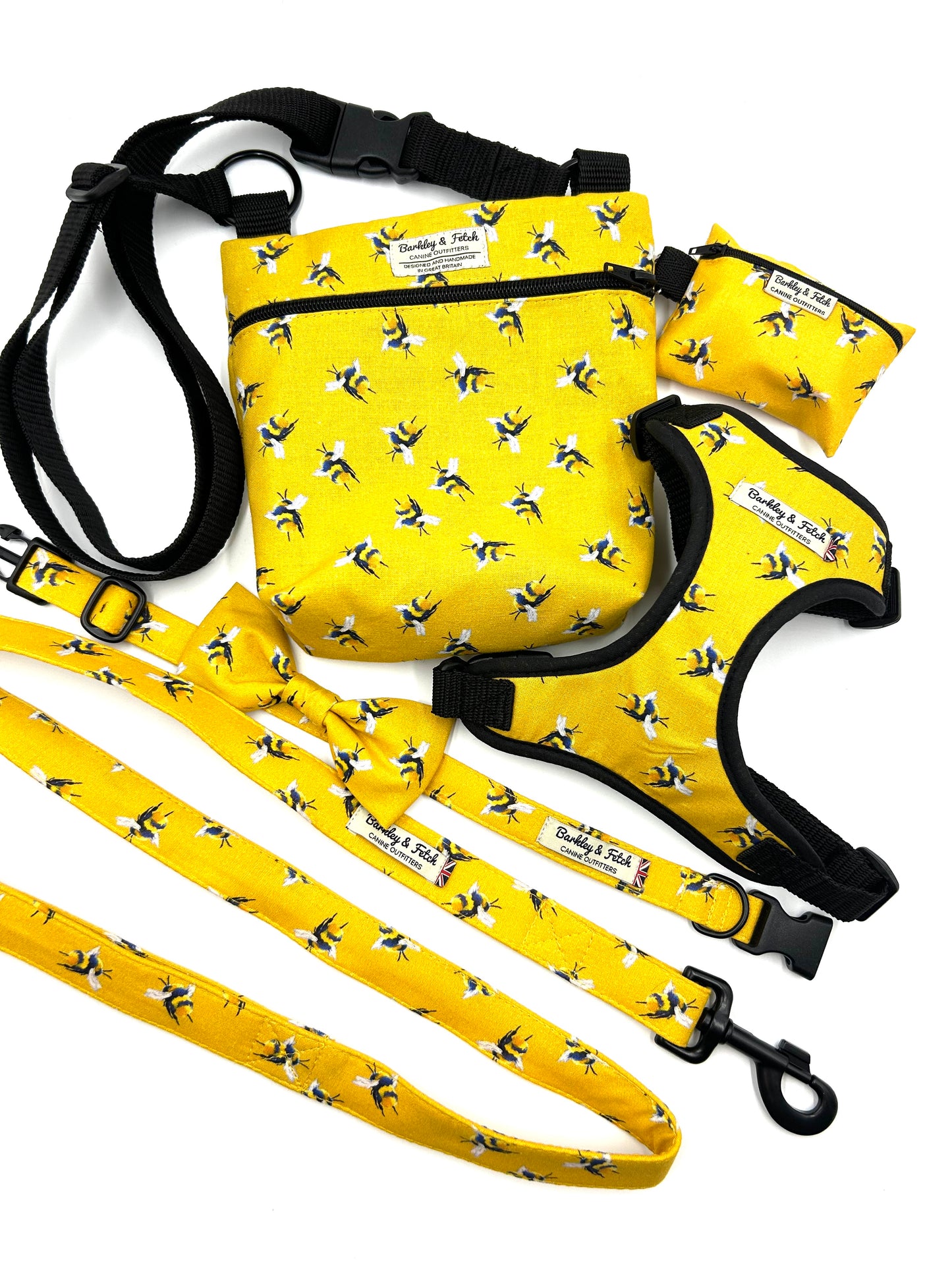 Bee Print Dog Walk and Treat Bag-Yellow