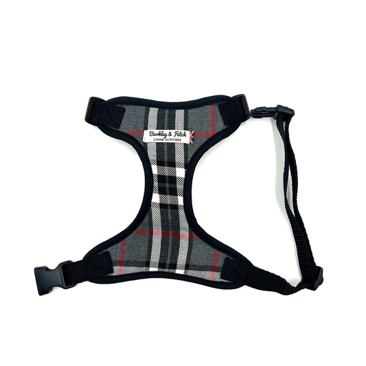 Grey/White Tartan Dog Harness