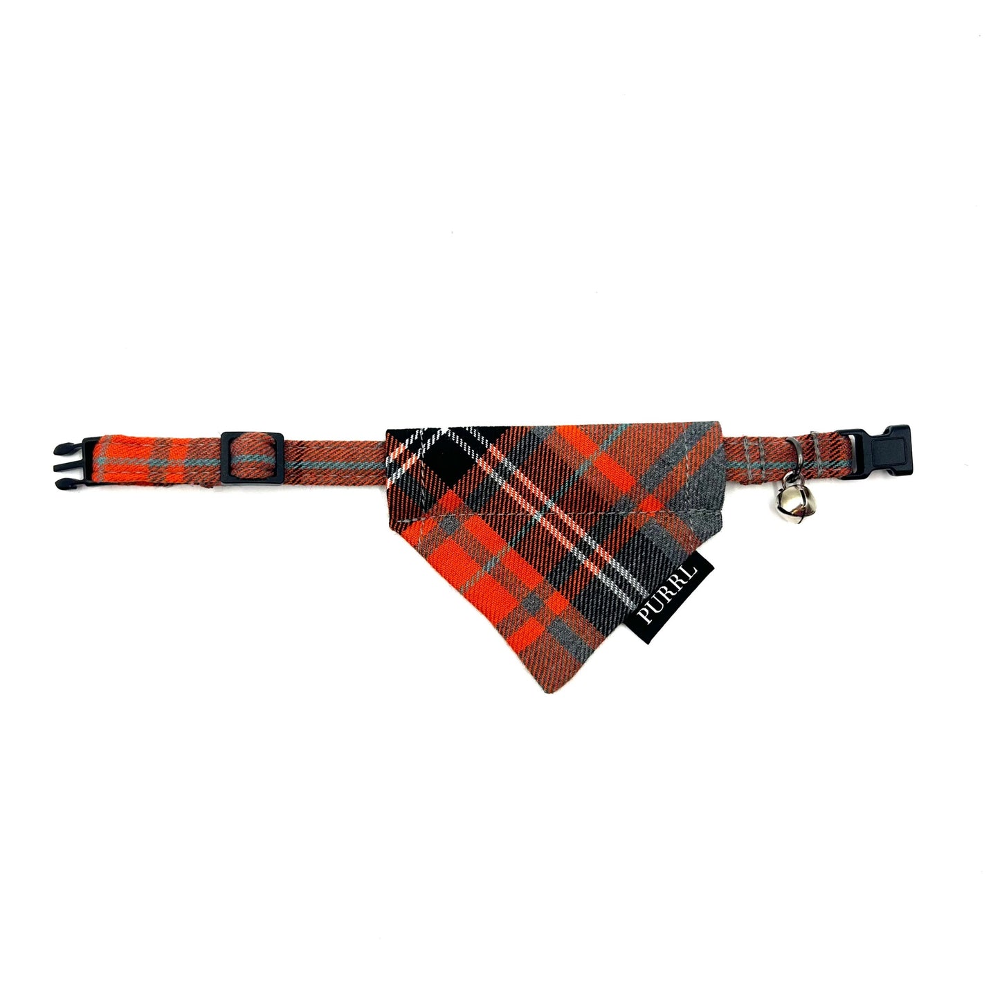 Orange/Grey Tartan Cat Collar and accessories