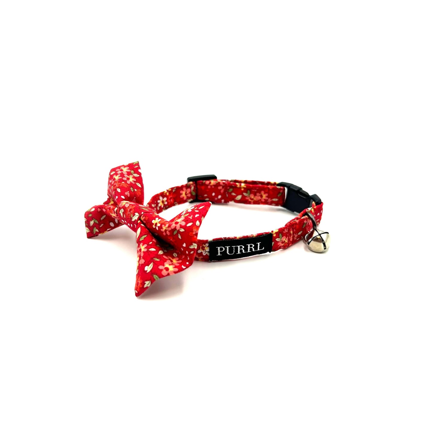 Red Ditsy Print Cat Collar and accessories