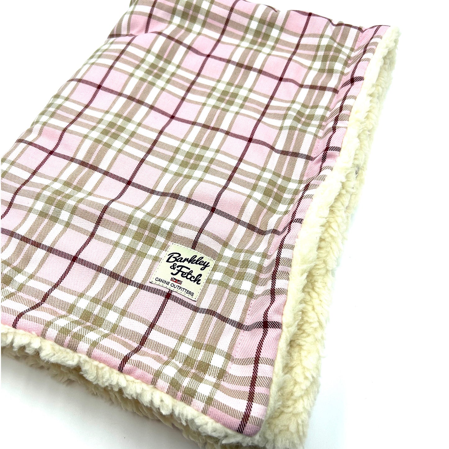 Pale Pink Tartan Dog Blanket