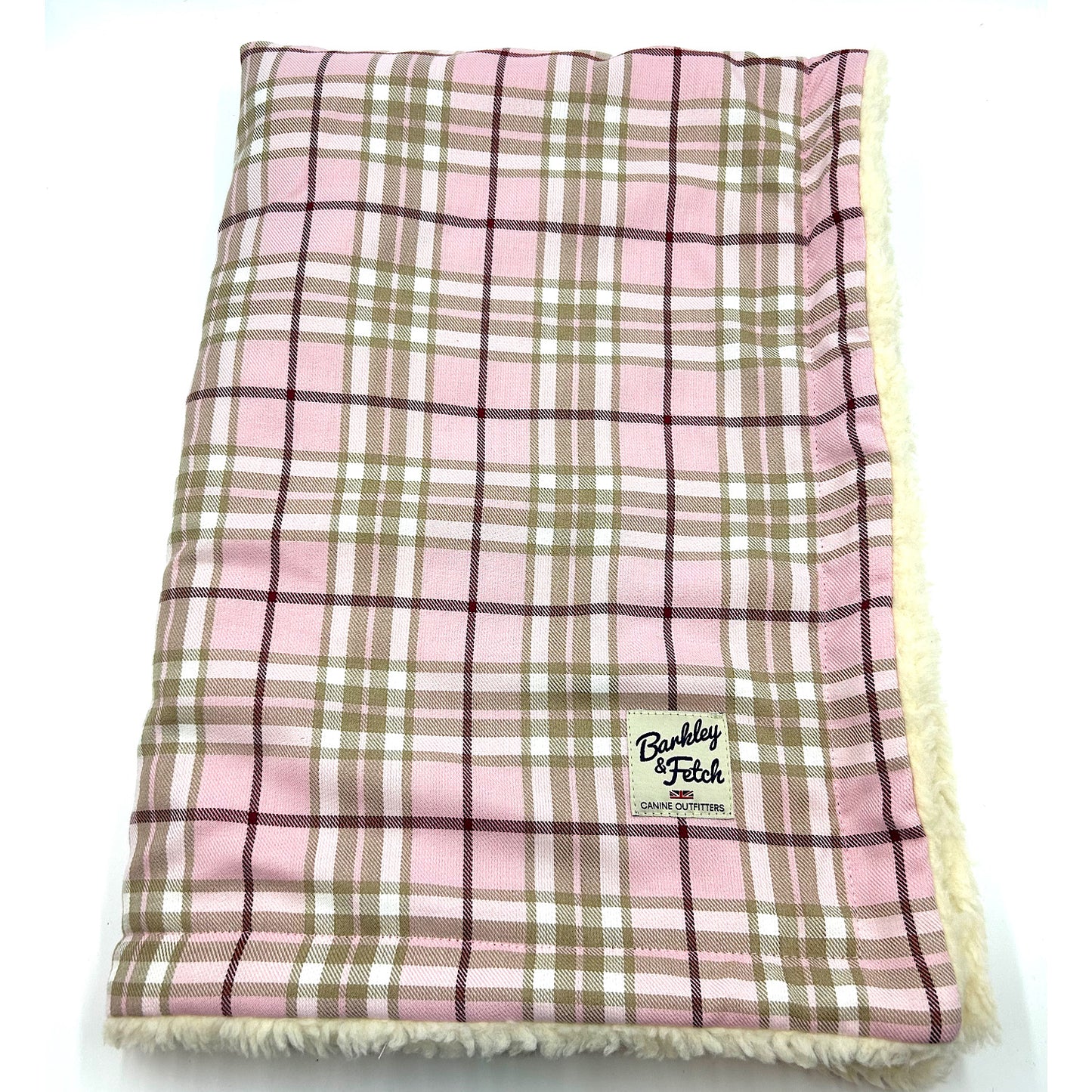 Pale Pink Tartan Dog Blanket