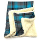 Turquoise and Grey Tartan Dog Blanket