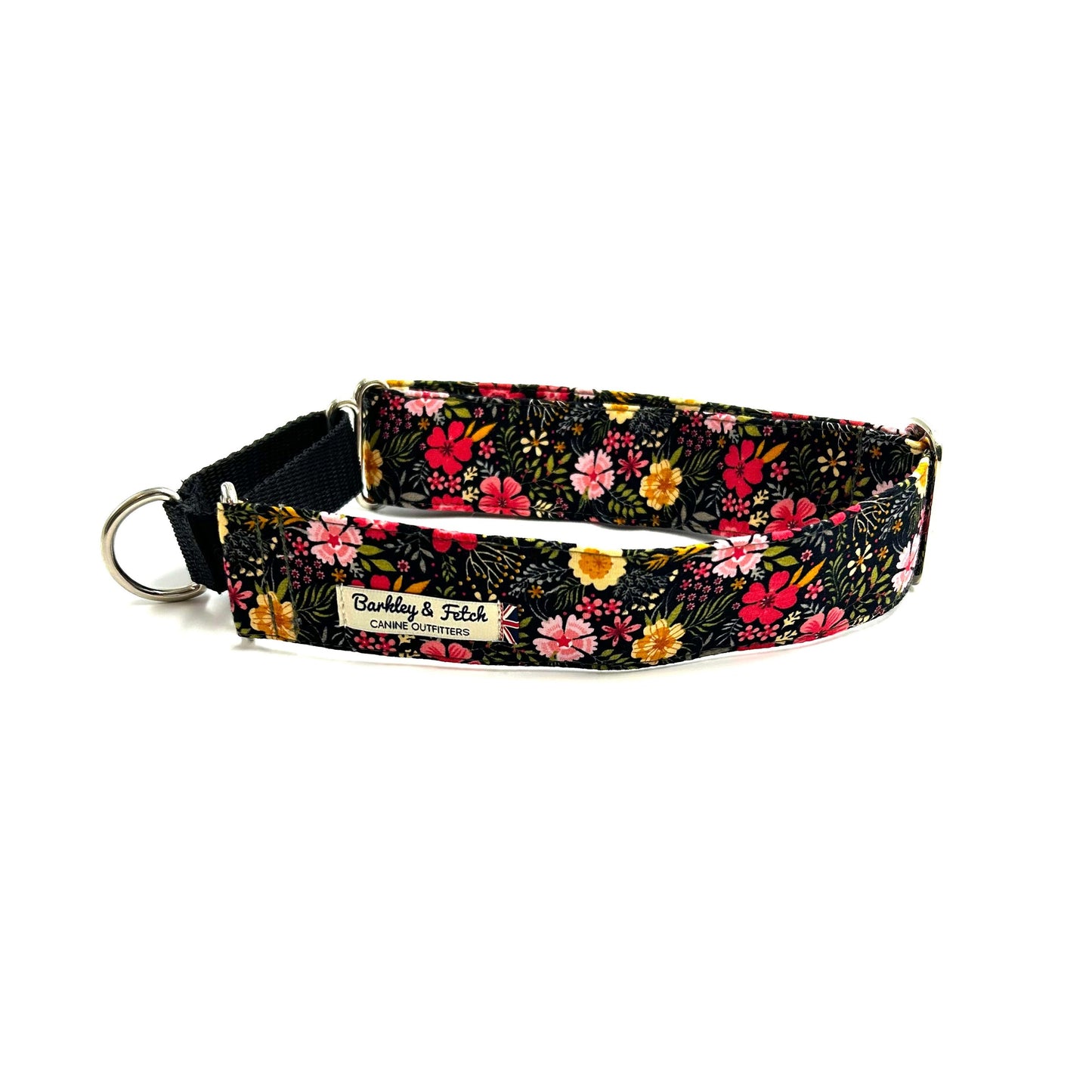 Black Ditsy Floral Print Martingale Collar