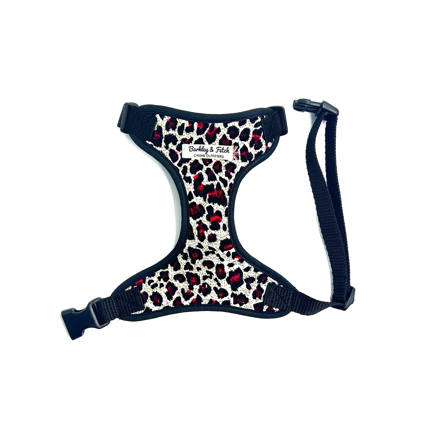 Corduroy Red Leopard Print Fabric Harness