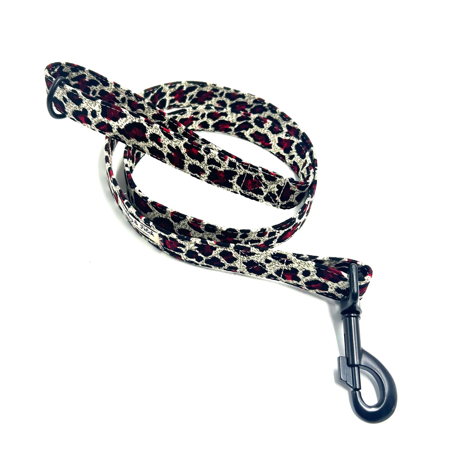 Corduroy Red Leopard Print Dog Lead