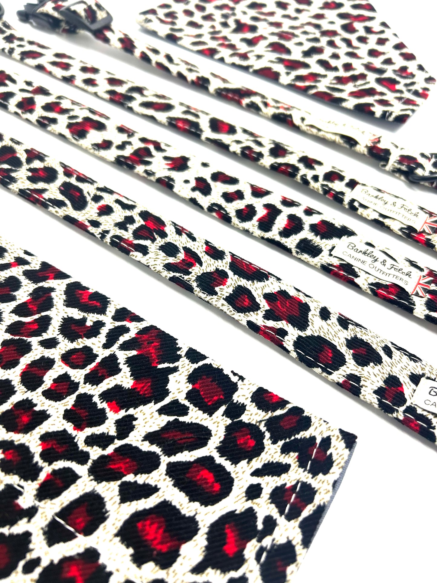 Corduroy Red Leopard Print Dog Bandana