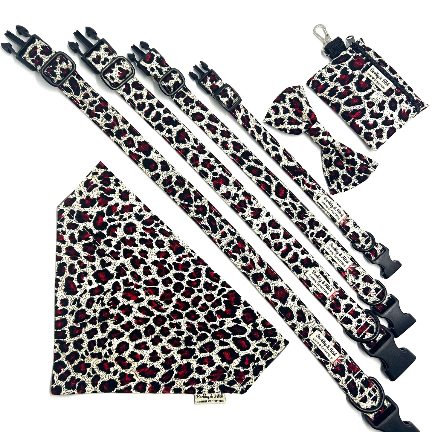 Corduroy Red Leopard Print Dog Bandana