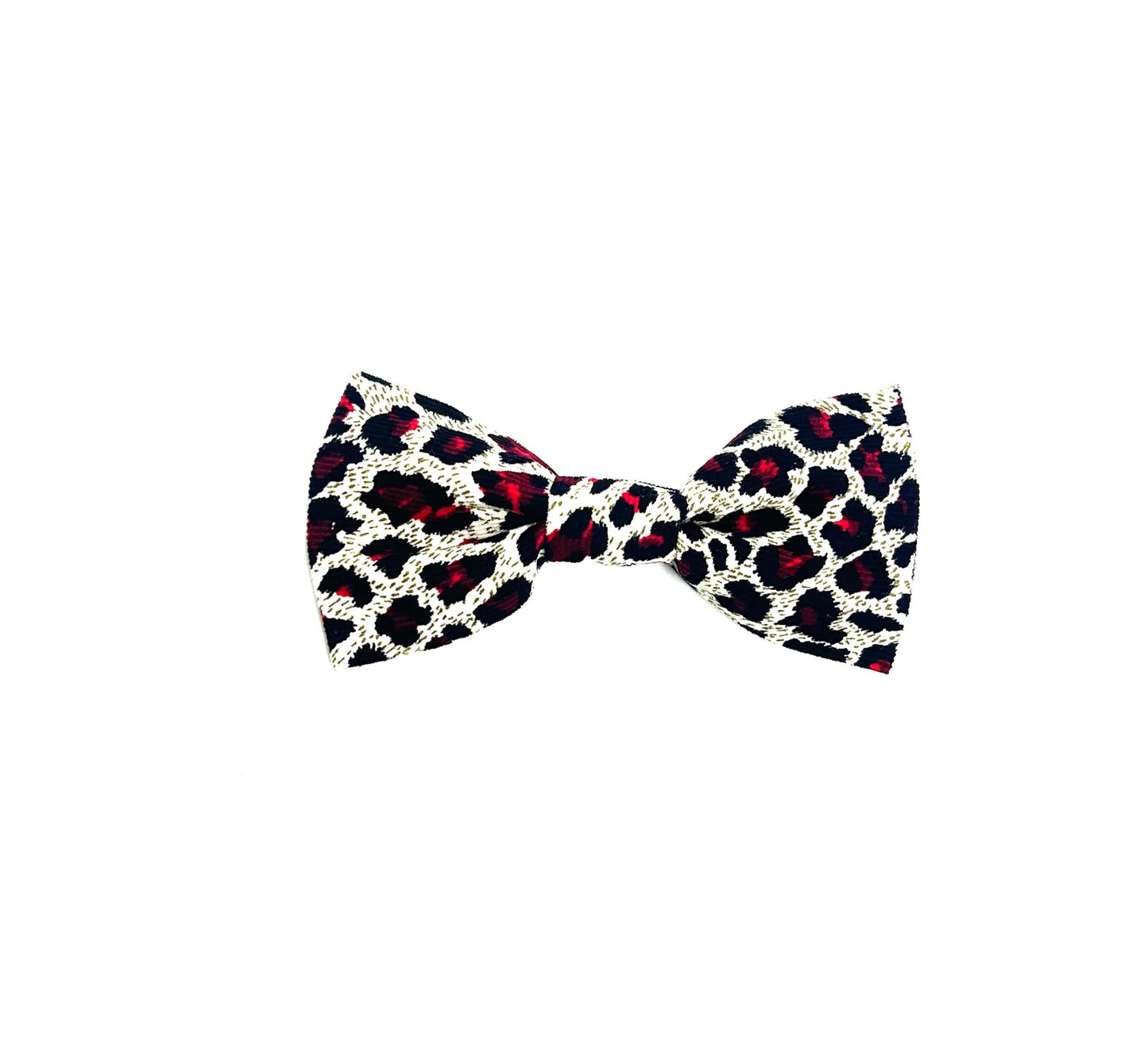 Corduroy Red Leopard Print Dog Bowtie