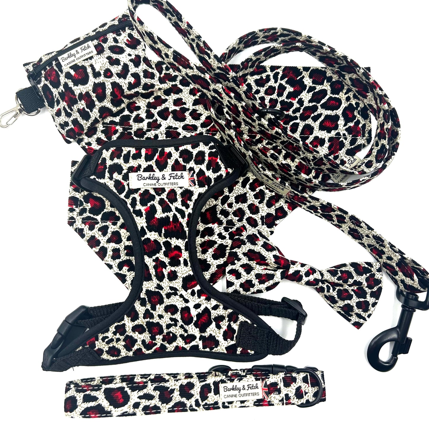 Corduroy Red Leopard Print Dog Bandana