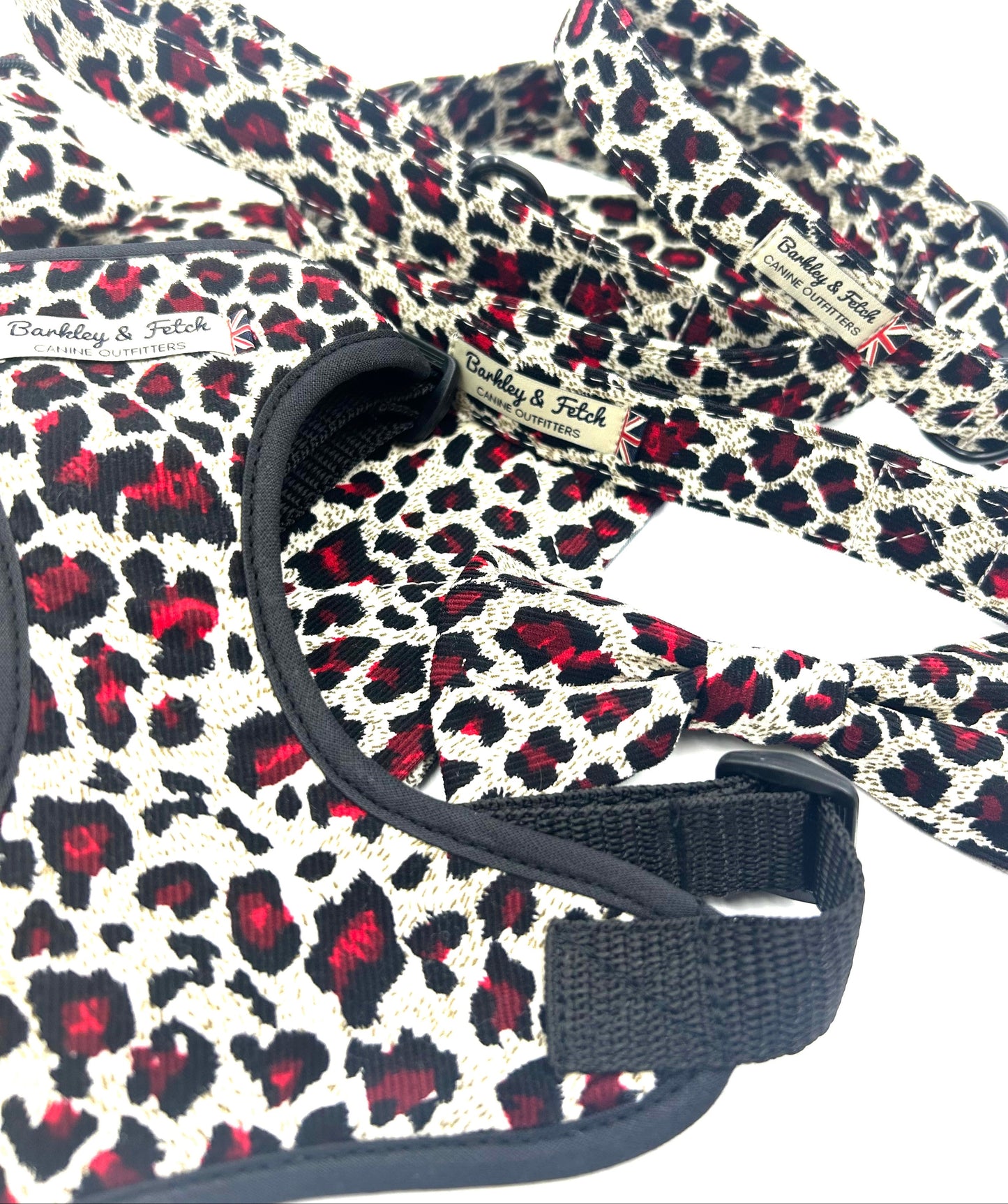 Corduroy Red Leopard Print Dog Bandana