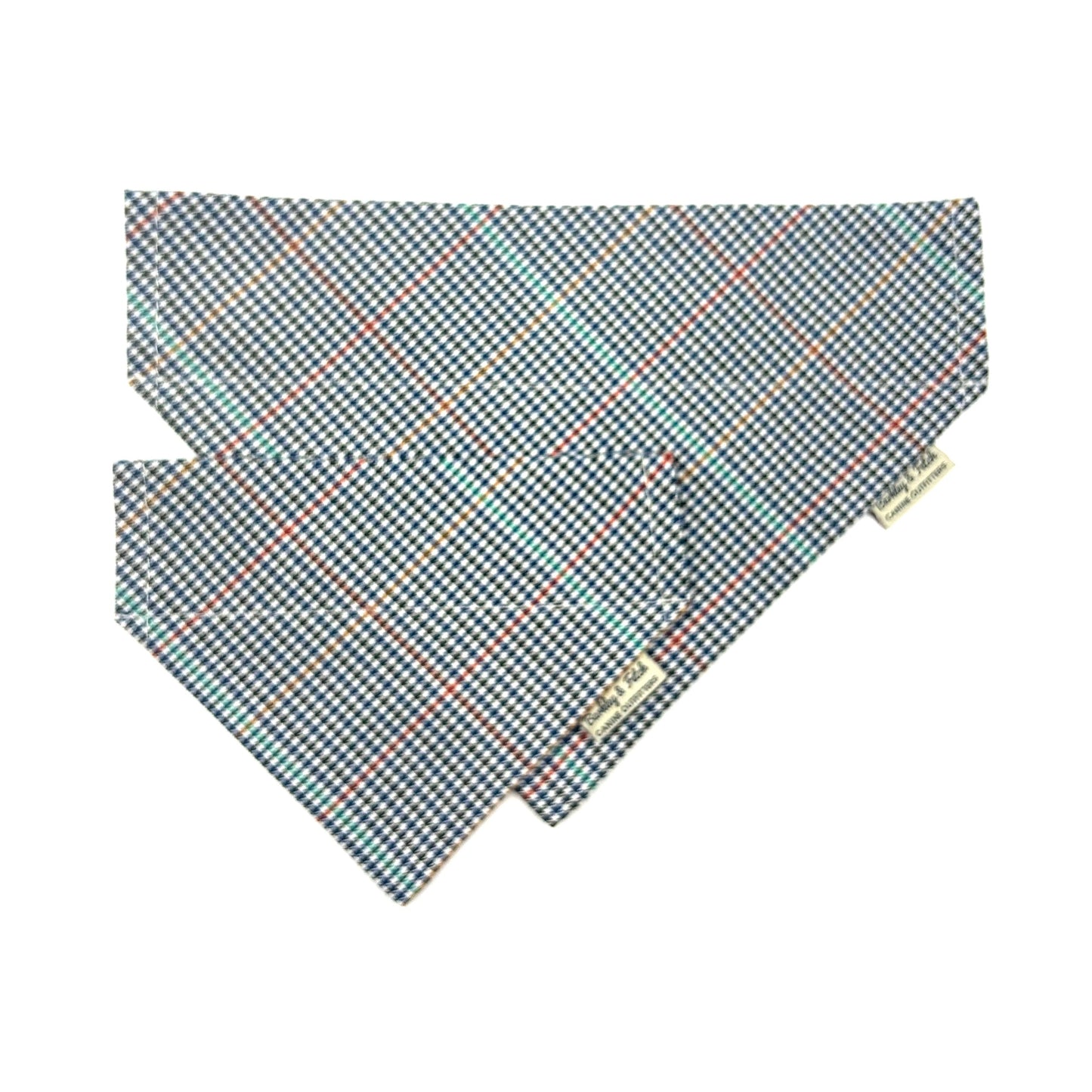 Navy Dogtooth Check Dog Bandana