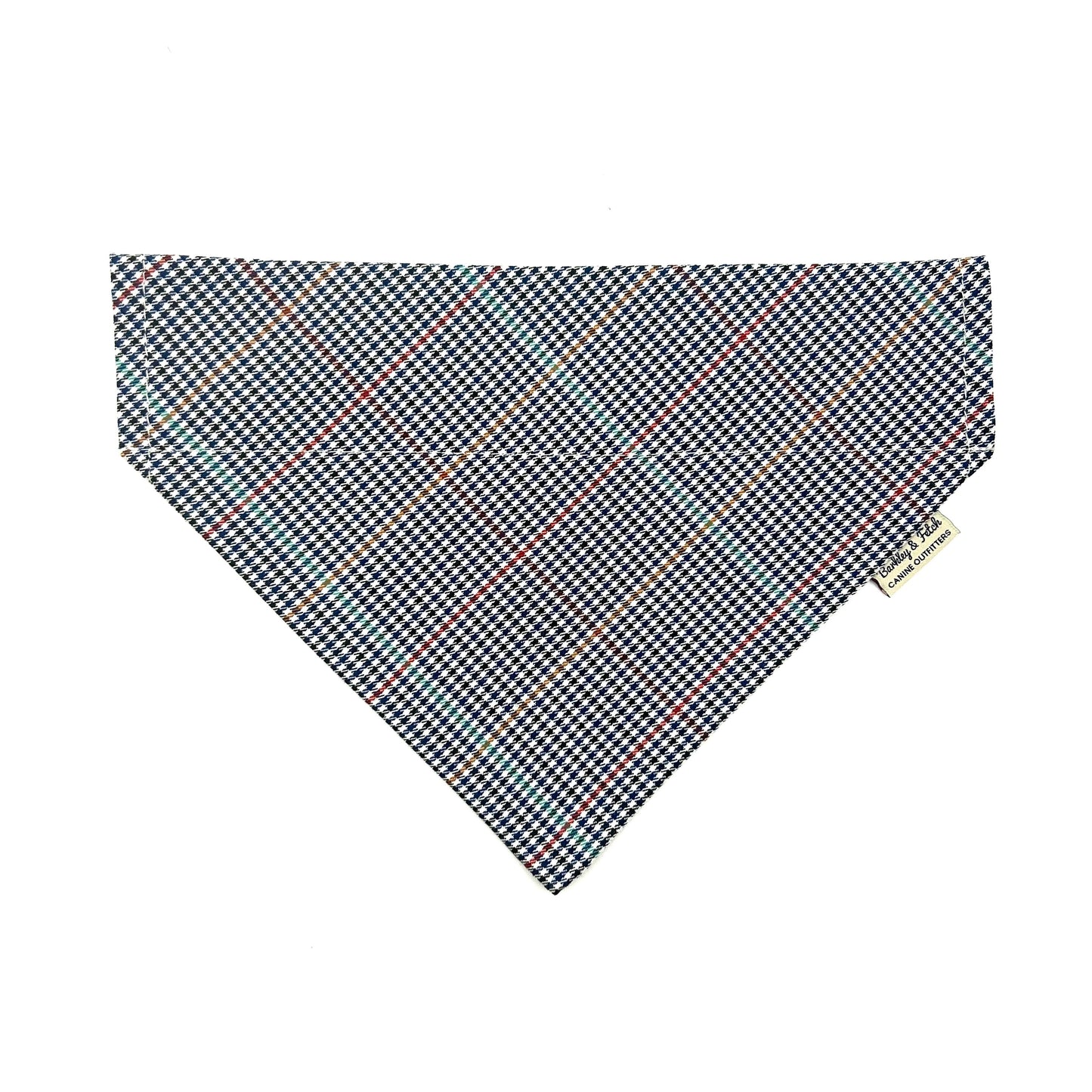 Navy Dogtooth Check Dog Bandana