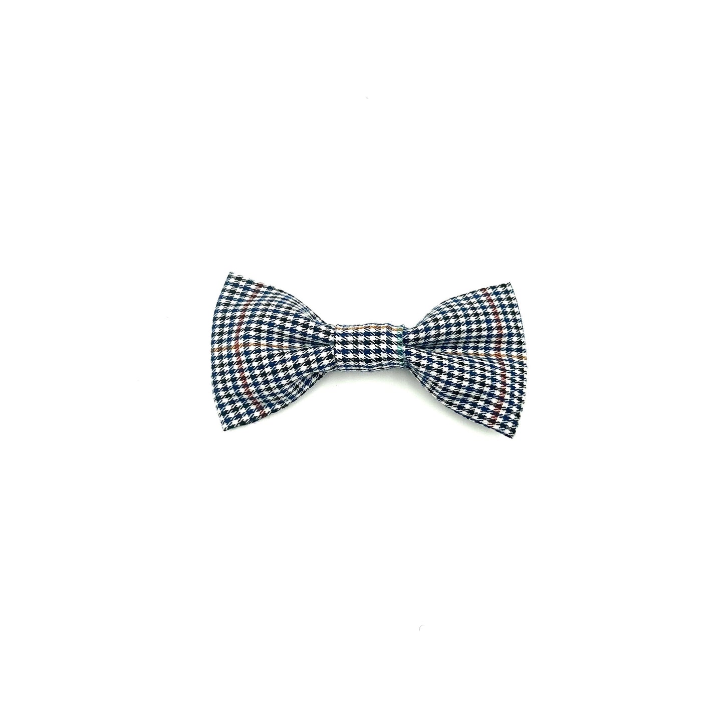 Navy Dogtooth Check Dog Bowtie