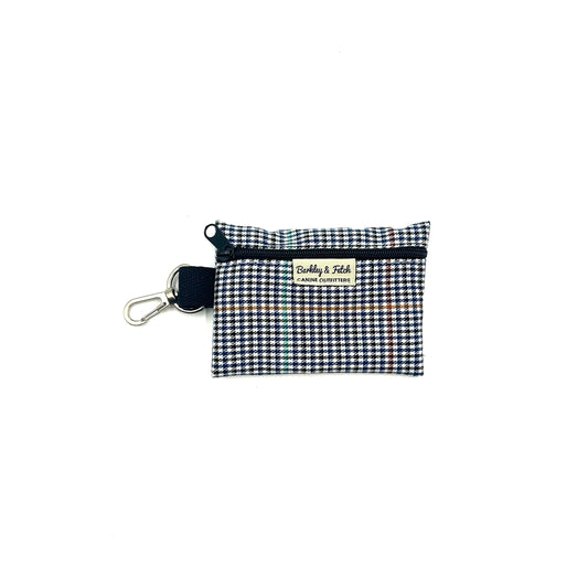 Navy Dogtooth Check Poo Bag Holder