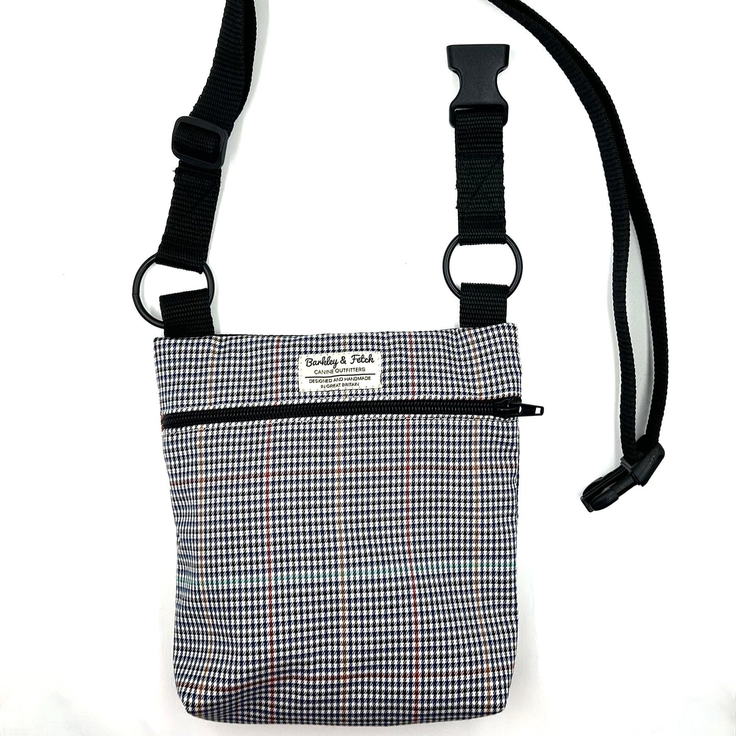 Navy Dogtooth Dog Walk and Treat Bag