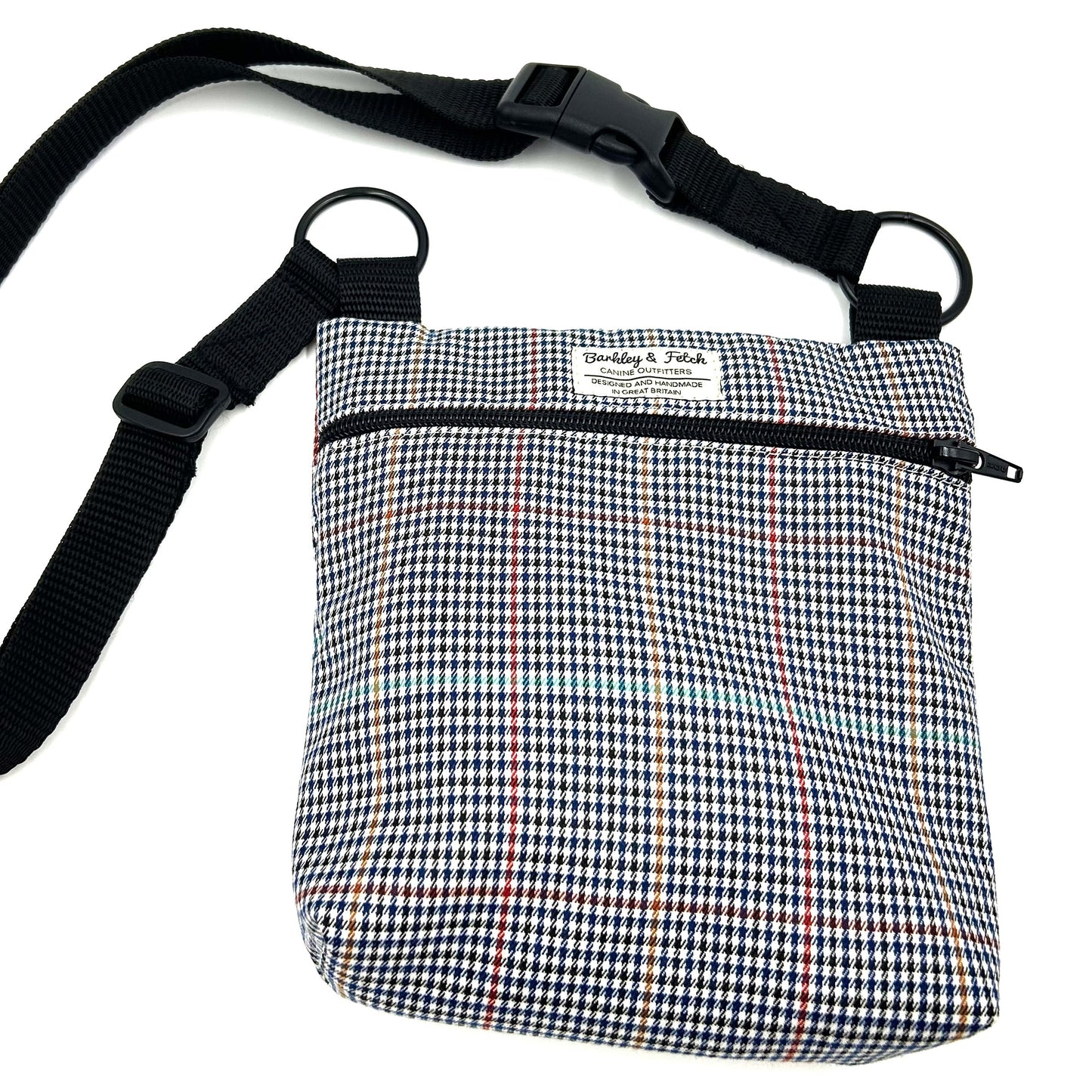 Navy Dogtooth Dog Walk and Treat Bag