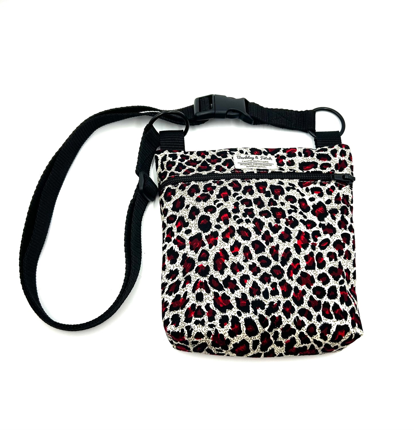 Corduroy Red Leopard Print Dog Walk and Treat Bag