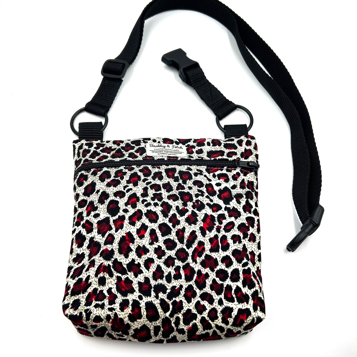 Corduroy Red Leopard Print Dog Walk and Treat Bag