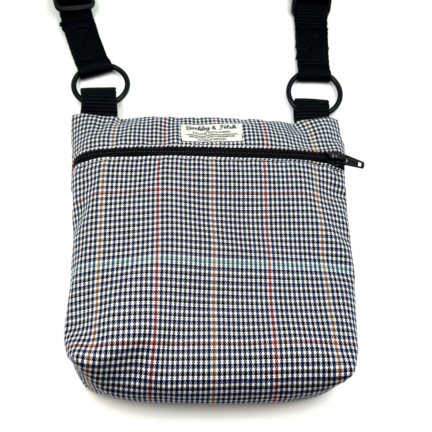 Navy Dogtooth Dog Walk and Treat Bag