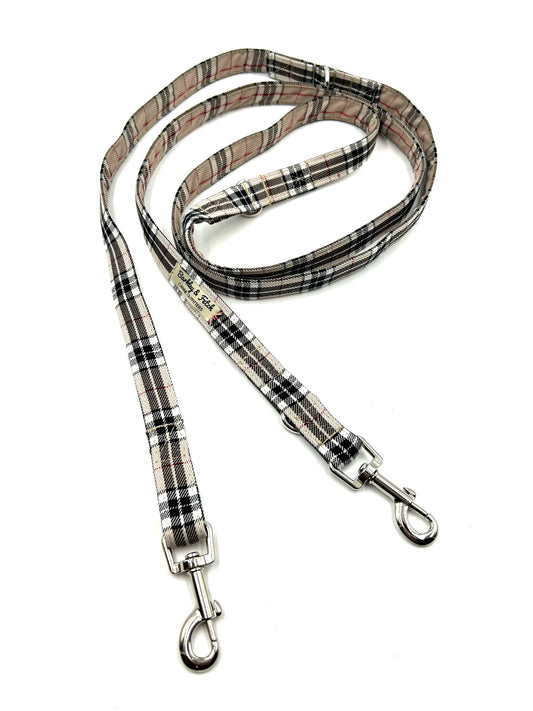 Caramel Tartan Double End 2M Dog Lead