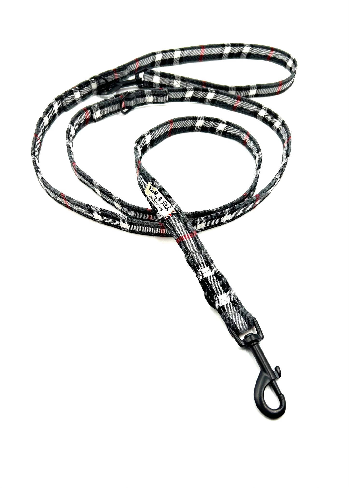 Grey/White Tartan Double End 2M Training Lead