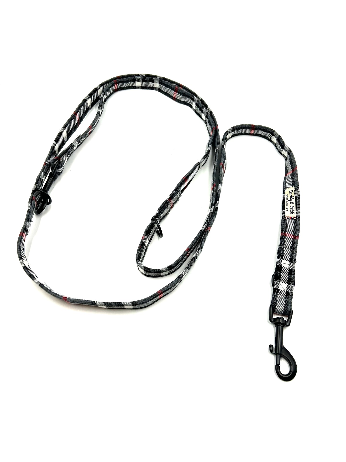 Grey/White Tartan Double End 2M Training Lead