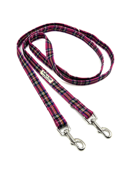 Bright Pink Tartan Double End 2M Training Lead