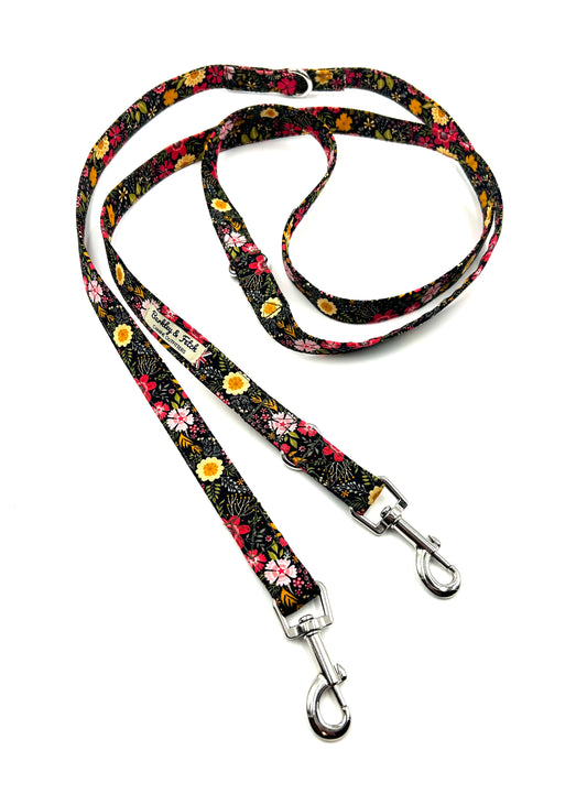 Black Ditsy Floral Double End 2M Training Lead