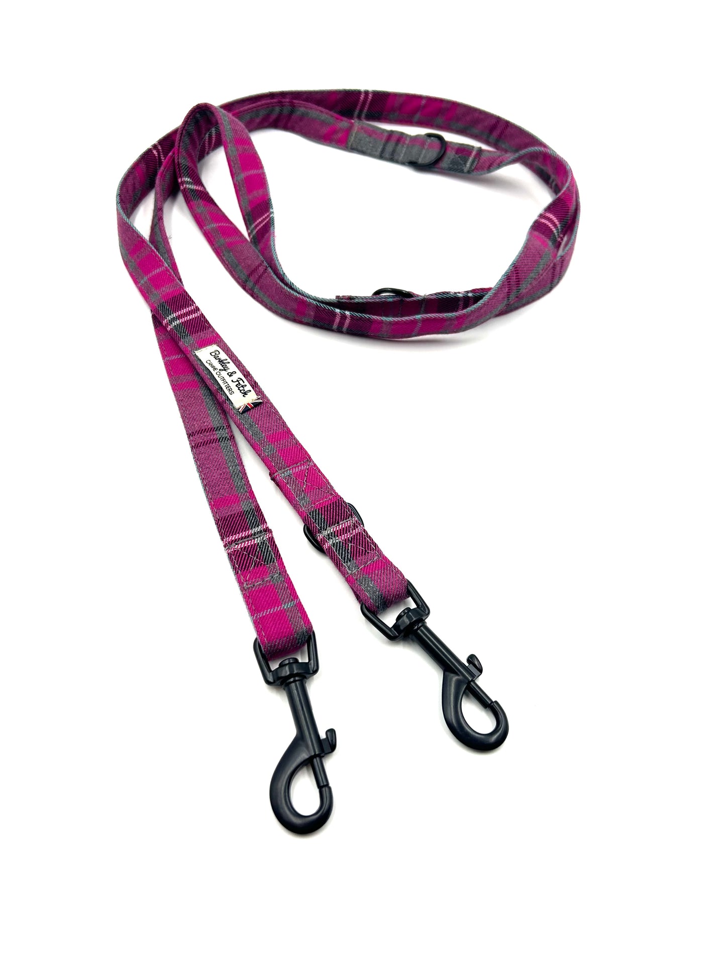 Pink & Grey Tartan Double End 2M Training Lead