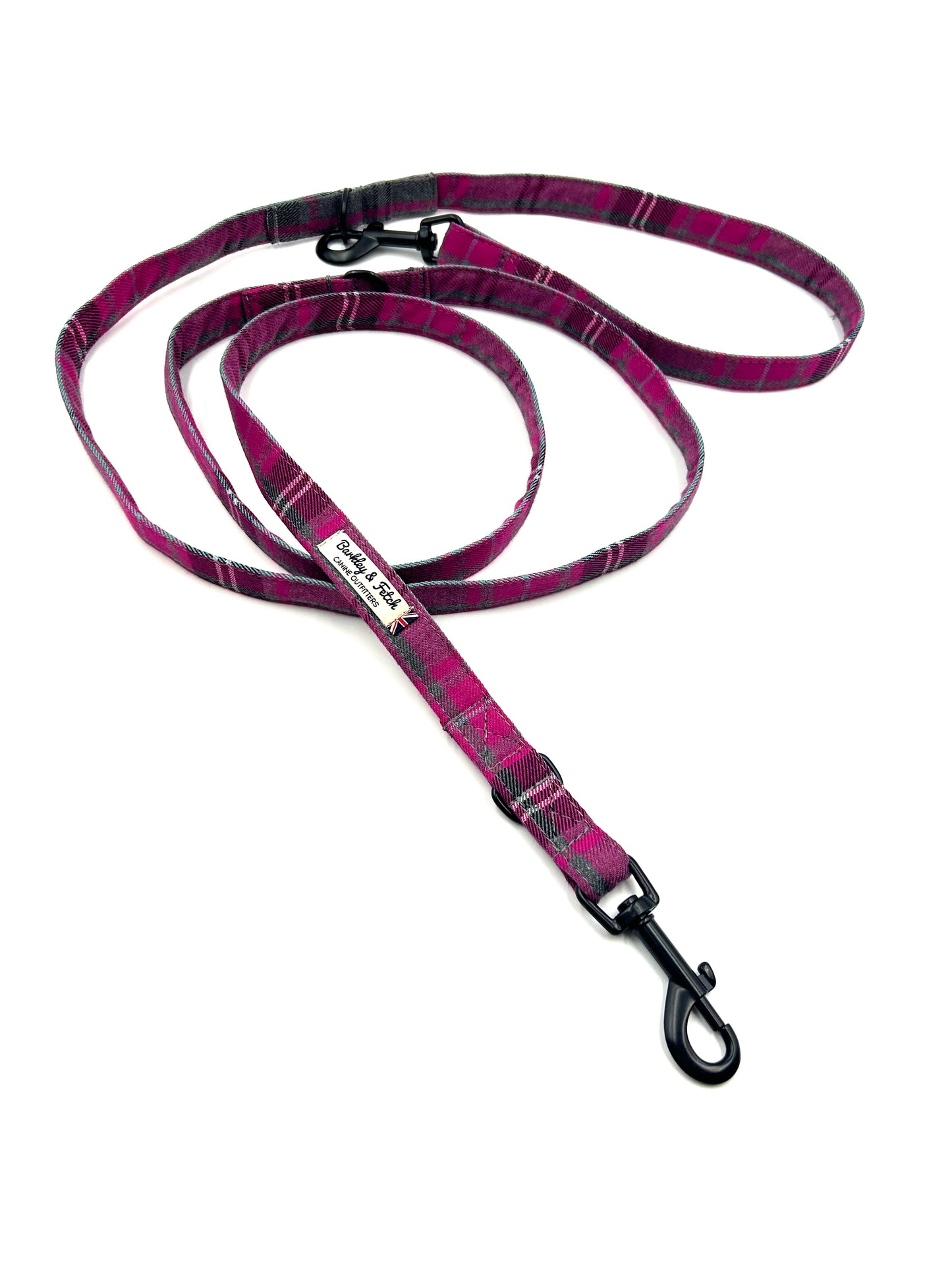 Pink & Grey Tartan Double End 2M Training Lead