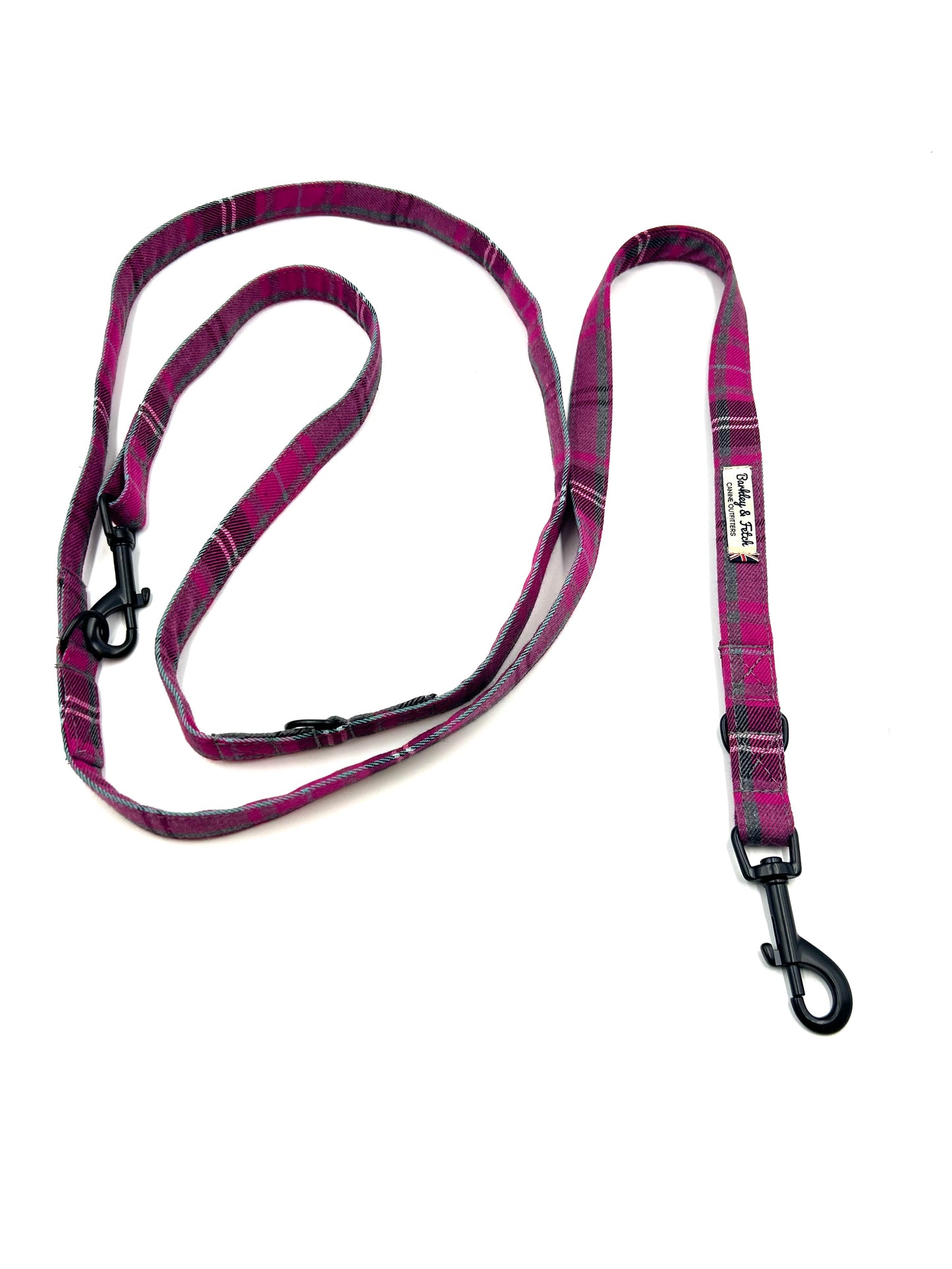 Pink & Grey Tartan Double End 2M Training Lead