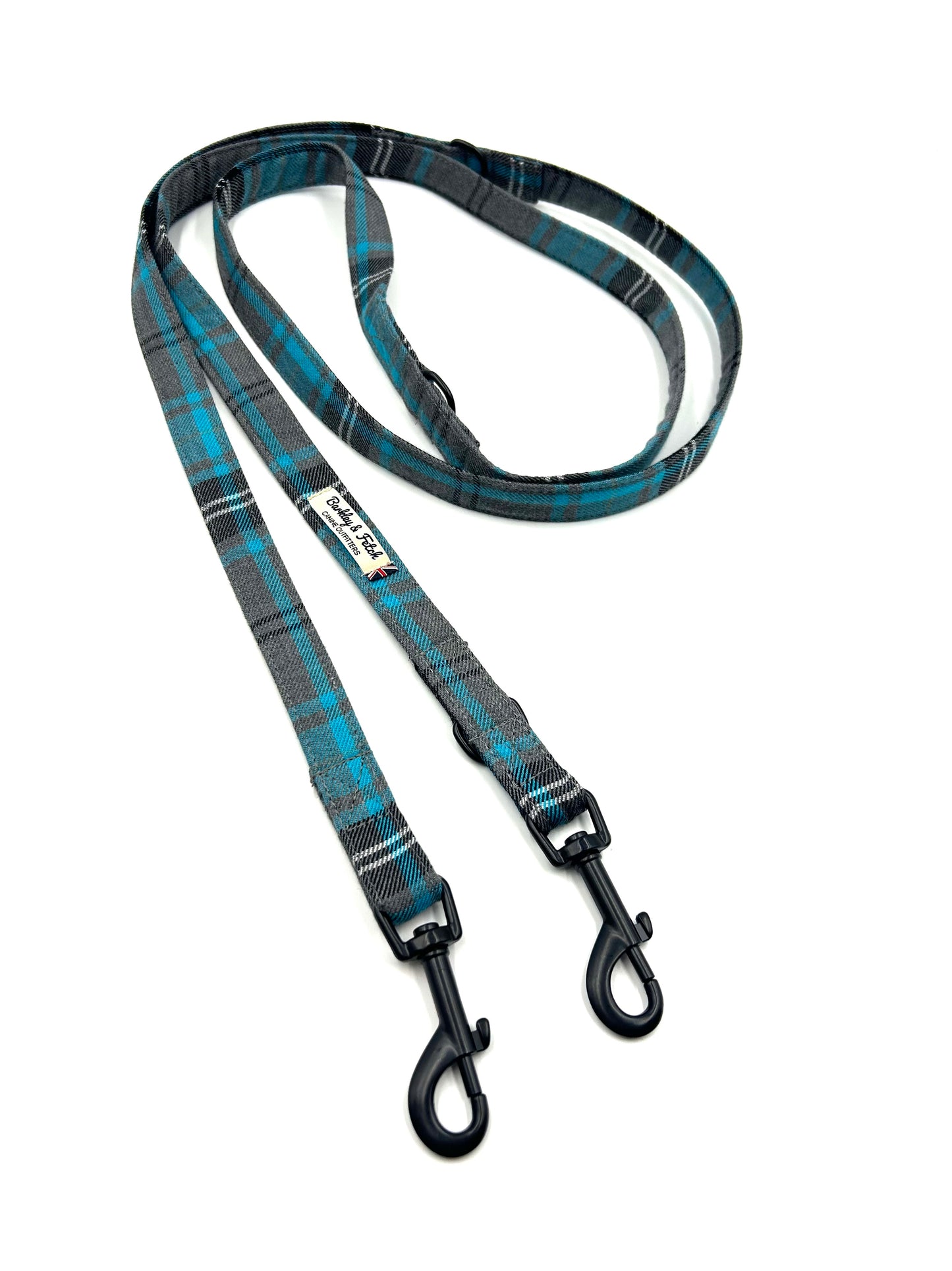 Turquoise and Grey Tartan Double End 2M Training Lead